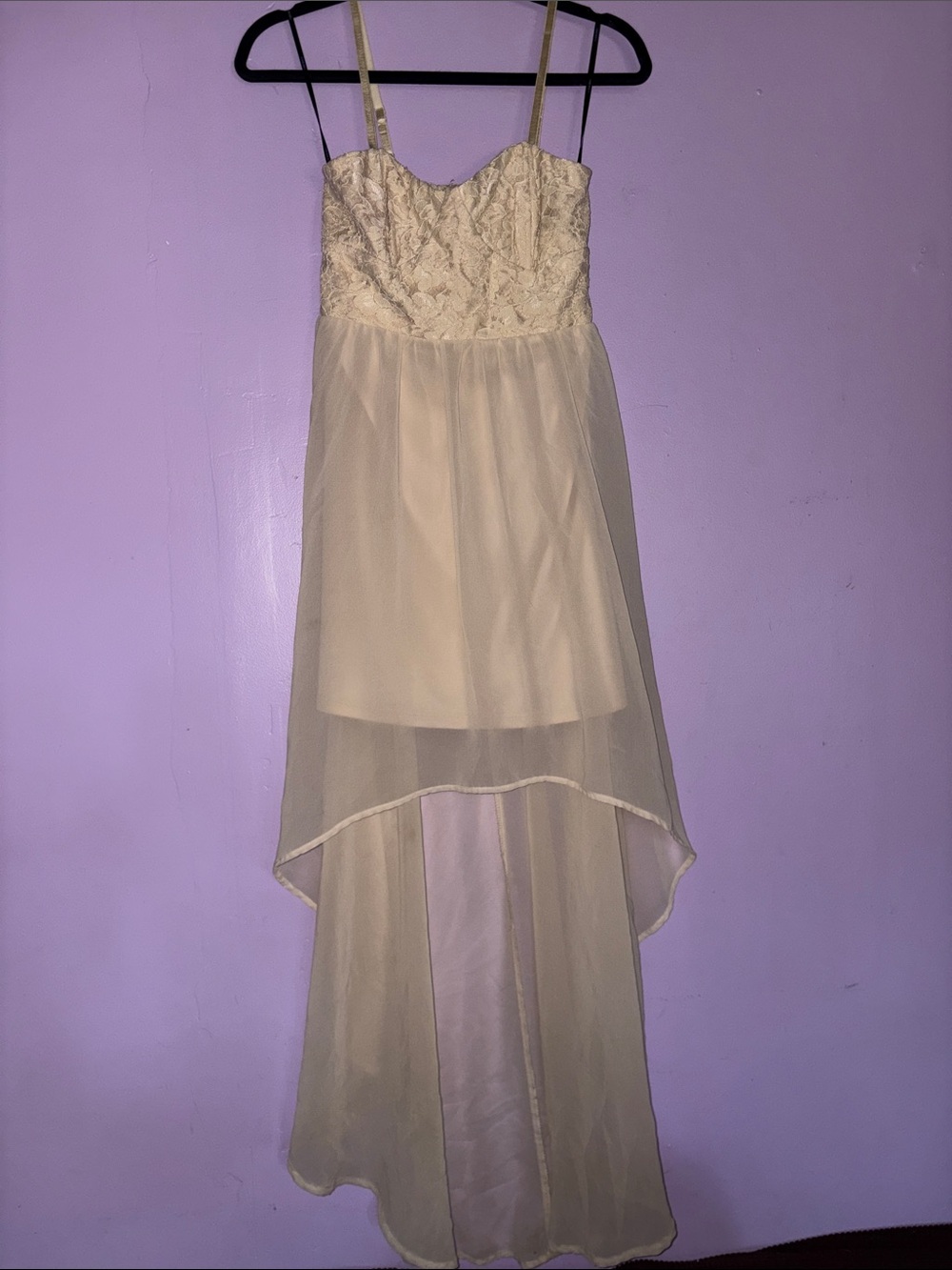 Forever 21 Cream High-Low Lace Bodice Dress